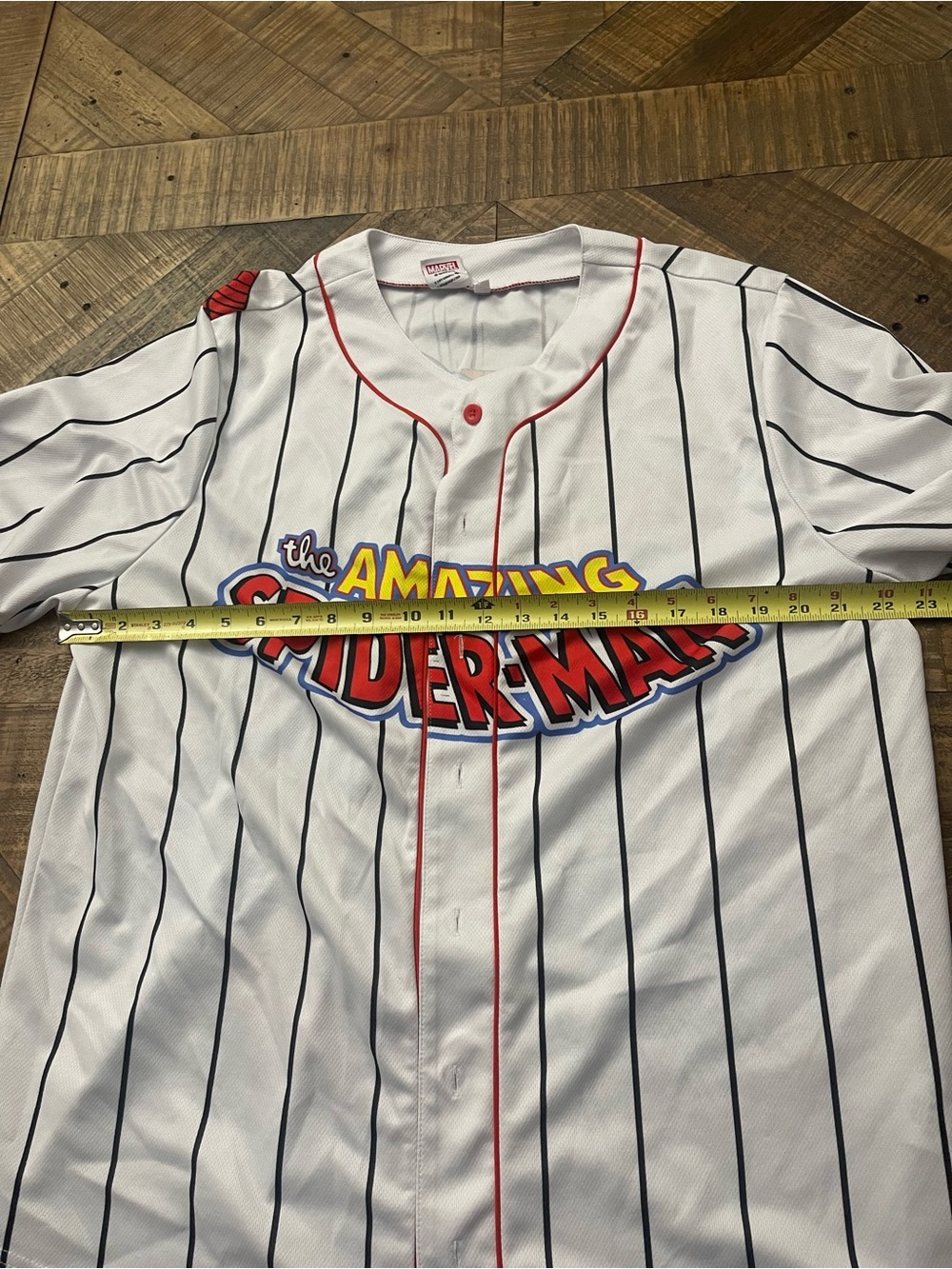 Marvel The Amazing Spider-Man White Pinstripe Baseball Jersey - Picture 4 of 6